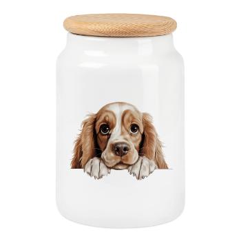 Cavalier Spaniel Freches Porträt-T-Shirt - Keksdose mit Holzdeckel - Weiß - Vorne
