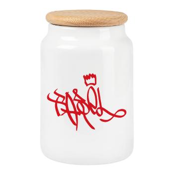 Royal Graffiti Handwriting Basel - Cookie Jar with Wooden Lid - white - Front
