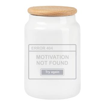 404 – Motivation Not Found - Cookie Jar with Wooden Lid - white - Front