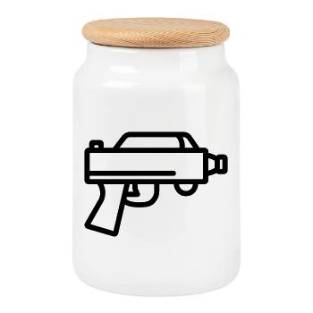 Water Gun - Cookie Jar with Wooden Lid - white - Front