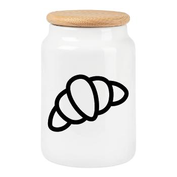 croissant - Boîte à biscuits avec couvercle en bois - blanc - Devant