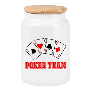 Équipe de poker - Boîte à biscuits avec couvercle en bois - blanc - Devant