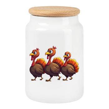 Bébé dinde de Thanksgiving - Boîte à biscuits avec couvercle en bois - blanc - Devant