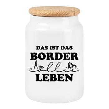 Border Collie Leben - Keksdose mit Holzdeckel - Weiß - Vorne