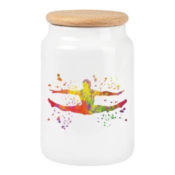 Gymnastics Floor Artistic Gymnastics - Cookie Jar with Wooden Lid - white - Front