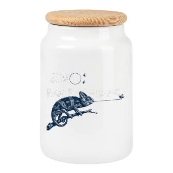 Caméléon gobemouche - Boîte à biscuits avec couvercle en bois - blanc - Devant
