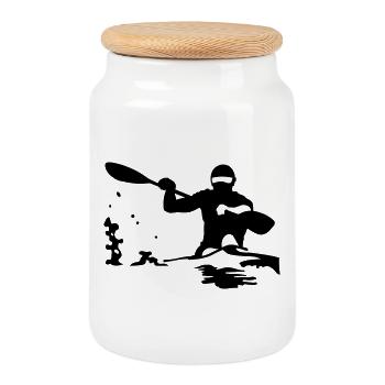 Kayak - Cookie Jar with Wooden Lid - white - Front