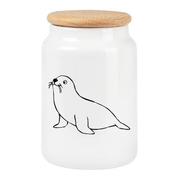 Seehund Robben T-shirt Geschenk Norddeutschland - Keksdose mit Holzdeckel - Weiß - Vorne