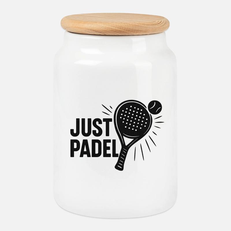 Just Padel Logo Silhouetten - Keksdose mit Holzdeckel - Weiß