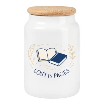 Between the pages - Cookie Jar with Wooden Lid - white - Front