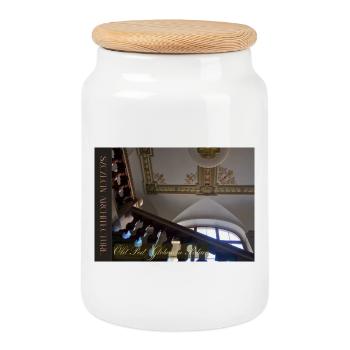 Historisches Gebäude – Stettinische Architektur - Keksdose mit Holzdeckel - Weiß - Vorne