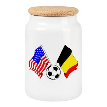 Football Belgique vs États-Unis - Boîte à biscuits avec couvercle en bois - blanc - Devant