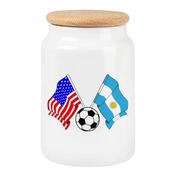 Football Argentine vs USA - Boîte à biscuits avec couvercle en bois - blanc - Devant
