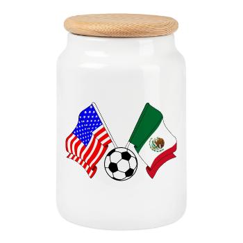 Football Mexique vs États-Unis - Boîte à biscuits avec couvercle en bois - blanc - Devant