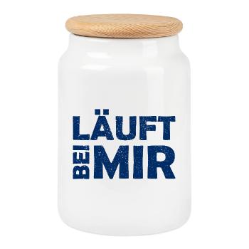 Il court avec moi - Belle expression - Course - Boîte à biscuits avec couvercle en bois - blanc - Devant