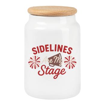 Cheer Mom Club Gift - Cookie Jar with Wooden Lid - white - Front