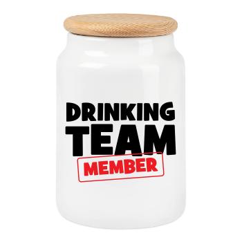 Drinking Team Member / Alcool - Boîte à biscuits avec couvercle en bois - blanc - Devant