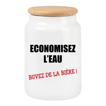 Save water, drink beer - Cookie Jar with Wooden Lid - white - Front