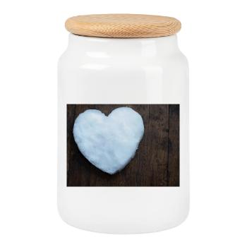 Heart of Snow - Cookie Jar with Wooden Lid - white - Front