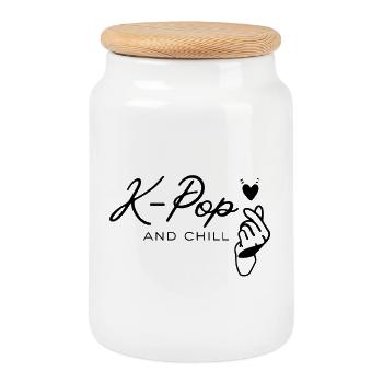 K-Pop_and_chill - Keksdose mit Holzdeckel - Weiß - Vorne