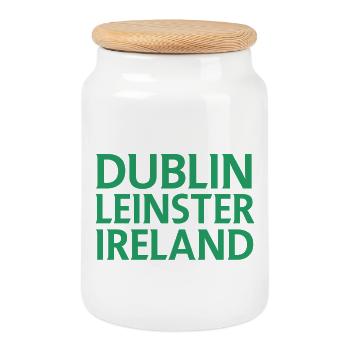 Dublin – Ireland Textdesign - Cookie Jar with Wooden Lid - white - Front