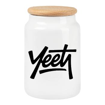 Yeet - Funny Gen Alpha Memes - Cookie Jar with Wooden Lid - white - Front