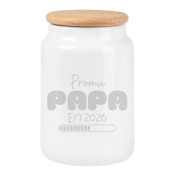 Promoted to Dad in 2026 Announcement Pregnancy Dad To Be - Cookie Jar with Wooden Lid - white - Front