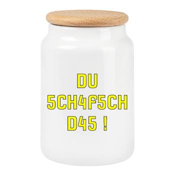 Motivation Shirt du schafsch das schweizerdeutsch  - Keksdose mit Holzdeckel - Weiß - Vorne
