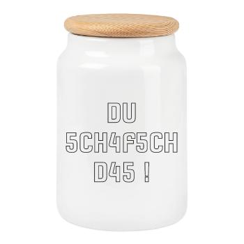 Du schafsch das – Schweizer Motivationsshirt  - Keksdose mit Holzdeckel - Weiß - Vorne