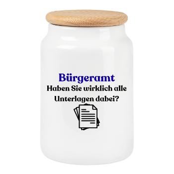 Chemise bleue typographie du bureau du citoyen - Boîte à biscuits avec couvercle en bois - blanc - Devant