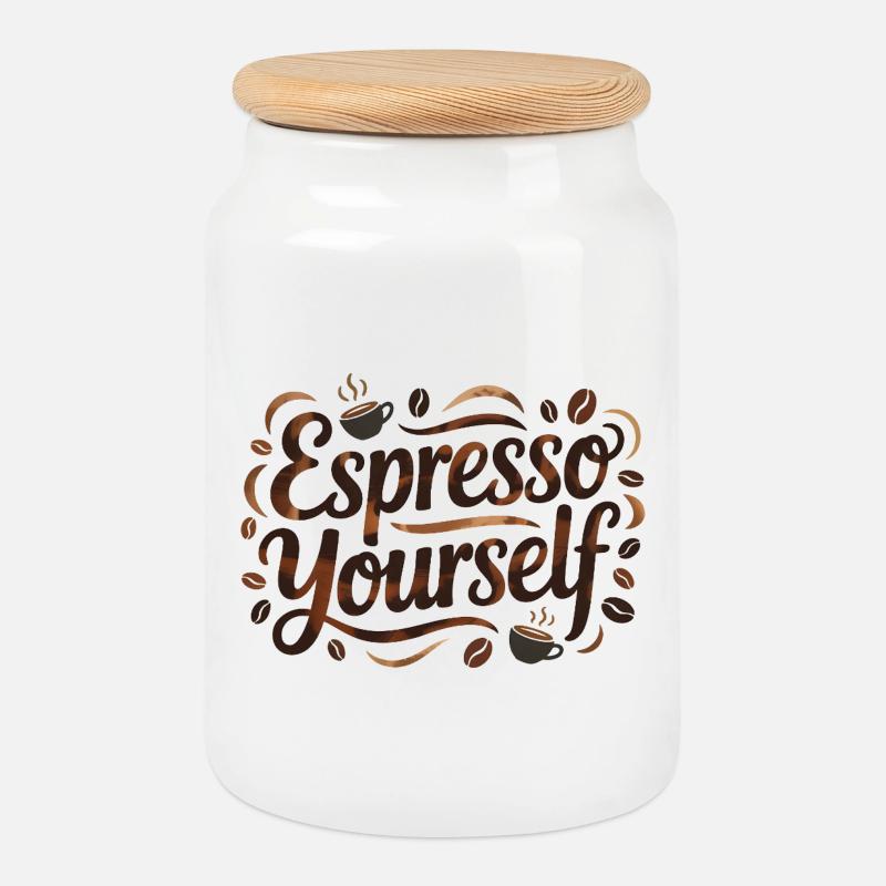 Espresso selbst - Keksdose mit Holzdeckel - Weiß