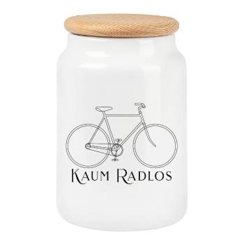 Hardly Wheelless – Minimal Bike Statement for Bikers - Cookie Jar with Wooden Lid - white - Front