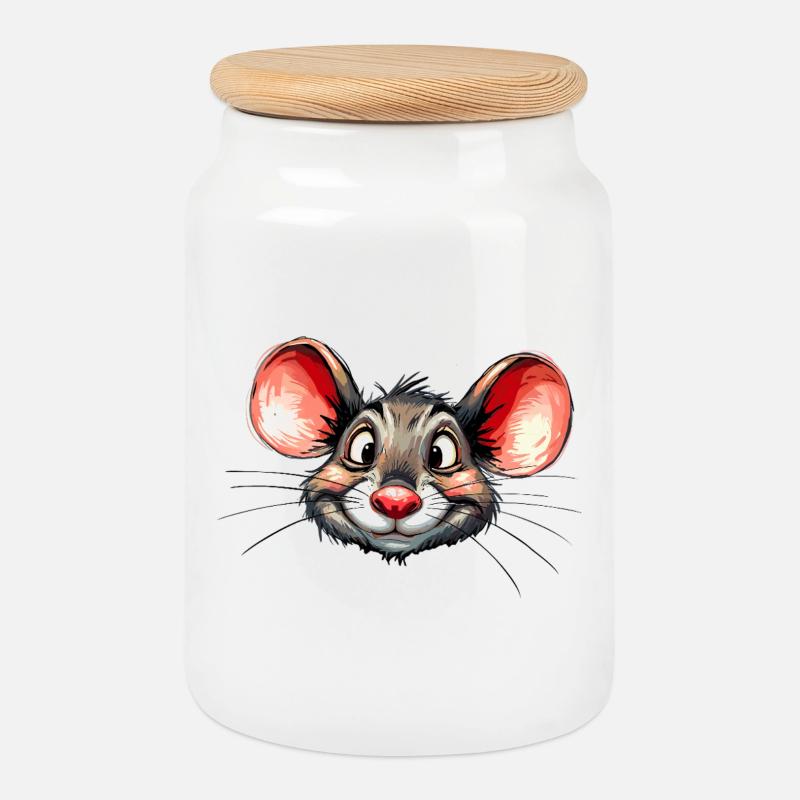 Maus - Keksdose mit Holzdeckel - Weiß
