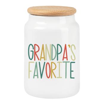 Petit-enfant préféré Drôle de grand-père préféré - Boîte à biscuits avec couvercle en bois - blanc - Devant