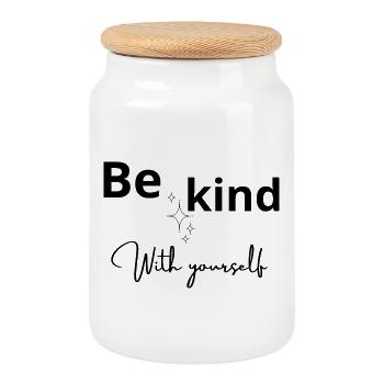 Minimalist Bright Constellations - Cookie Jar with Wooden Lid - white - Front