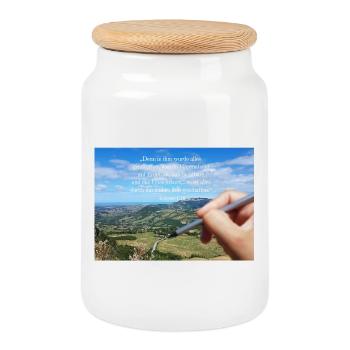 Heavenly Creation Quote Landscape - Cookie Jar with Wooden Lid - white - Front