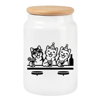 Fête Chats Gueule de bois Bar Boire - Boîte à biscuits avec couvercle en bois - blanc - Devant