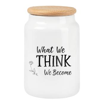 what we think we become - Keksdose mit Holzdeckel - Weiß - Vorne