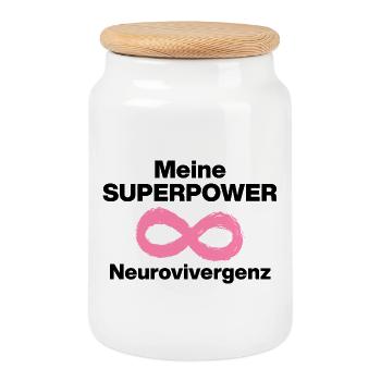 MY SUPERPOWER: NEURODIVERGENCE! ADHD STRENGTH - Cookie Jar with Wooden Lid - white - Front