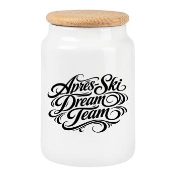 Après Ski Dream Team - Boîte à biscuits avec couvercle en bois - blanc - Devant