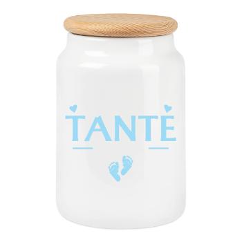Befördert zur Tante 2026 Babyparty - Keksdose mit Holzdeckel - Weiß - Vorne