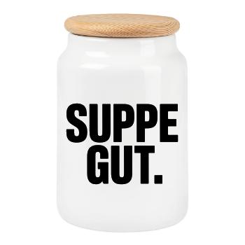 Soup Good Saying for Soup Lovers - Cookie Jar with Wooden Lid - white - Front