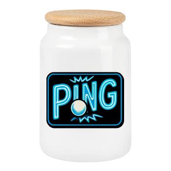 Ping Pong - Tennis de Table - Boîte à biscuits avec couvercle en bois - blanc - Devant