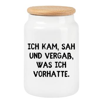 Ich kam, sah und vergaß, was ich vorhatte. - Keksdose mit Holzdeckel - Weiß - Vorne