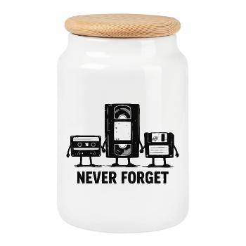Never Forget Retro Tech - Cookie Jar with Wooden Lid - white - Front