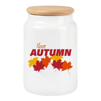 AUTUMN - Keksdose mit Holzdeckel - Weiß - Vorne