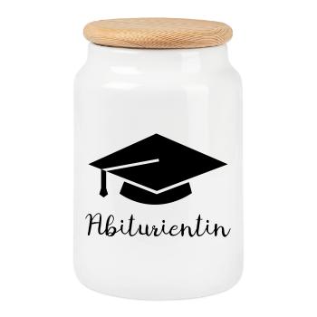 High-school graduate - Cookie Jar with Wooden Lid - white - Front
