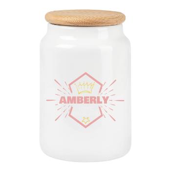 Amberly comme prénom - Boîte à biscuits avec couvercle en bois - blanc - Devant
