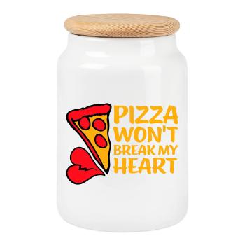 Pizza Won't Break My Heart Essen Liebe Humor - Keksdose mit Holzdeckel - Weiß - Vorne