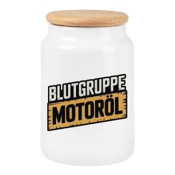 Blood Type Engine Oil Screwdriver Design - Cookie Jar with Wooden Lid - white - Front